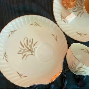 Elegant Cream Dinnerware Set with Gold Accents